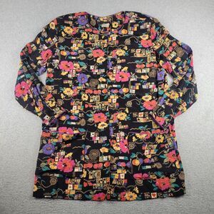 Vintage Carol Little Shirt Size 8 Multicolor Floral‎ Hidden Button Made In USA